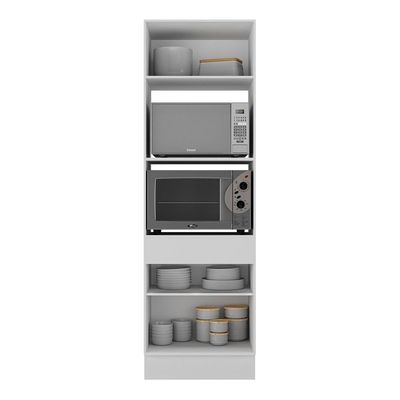 Paneleiro 2 Portas 63cm Com Rodapé Para Forno E Microondas Veneza Multimóveis V2116 Branco/preto