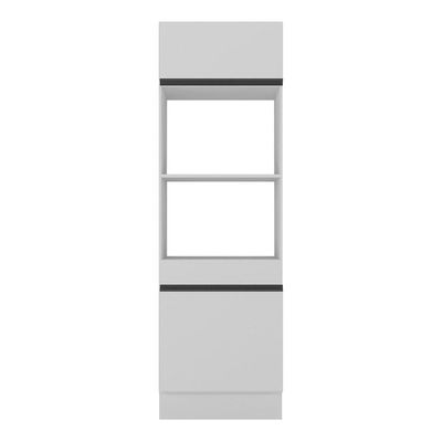 Paneleiro 2 Portas 63cm Com Rodapé Para Forno E Microondas Veneza Multimóveis V2116 Branco/preto