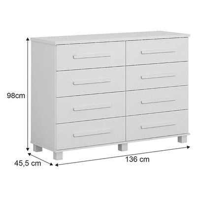 Cômoda San Marino 8 Gavetas Branco ? Leifer Móveis
