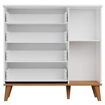 Cômoda Infantil Com Guarda Roupa 3 Portas Duda Branco Acetinado Bétula - Carolina