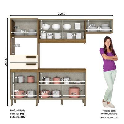 Kit Cozinha Compacta B107 7 Portas Nature Off White – Briz
