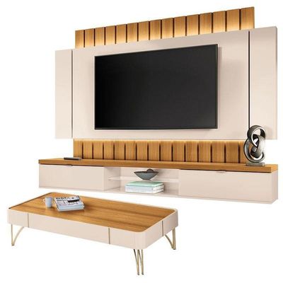 Home Suspenso Illusion 2.2 E Mesa De Centro Cadenza Cinamomo Off White - Hb Móveis