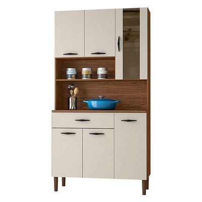 Kit Cozinha Ambiente Golden 6 Portas Nogueira Off White - Kits Paraná