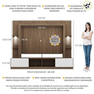 "Estante Com Suporte Tv 65"" E Leds Berlim Multimóveis V3384"