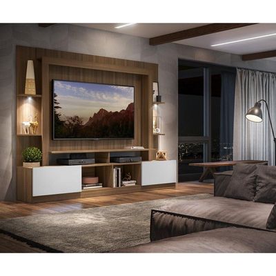 "Estante Com Suporte Tv 65"" E Leds Berlim Multimóveis V3384"