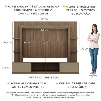 "Estante Tv 65"" E 2 Portas Oslo Multimóveis V3395"