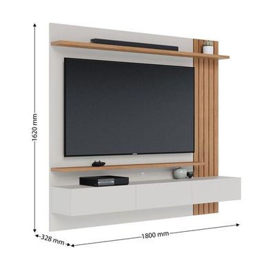 Painel Para Tv Home Suspenso Juriti 1.8 Off White Matte Freijó – Colibri