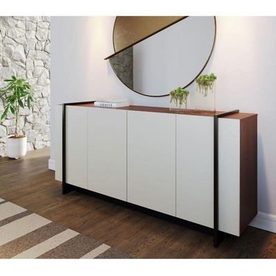 Aparador Para Sala Buffet Copacabana Off White Nogueira Real Preto Acetinado Colibri