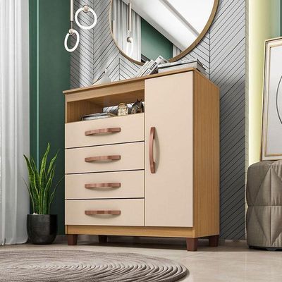 Cômoda Sapateira Cannes Com Armário Multiuso Versatile 2 Portas Com Chave Carvalho Americano Off White – Incorplac