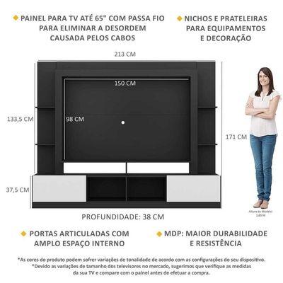 "Estante Tv 65"" E 2 Portas Oslo Multimóveis V3395"