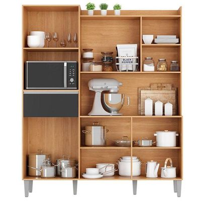 Armário Para Cozinha Kit Ambiente Isabel Amêndoa Preto - Ajl