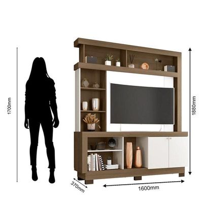 Estante Home Theater Mali Carvalho Oak Off White – Móveis Leão