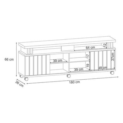 Rack Bancada Rivera 1.8 Com Aparador Infinity Off White Castanho – Hb Móveis