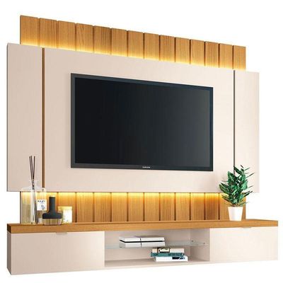 Home Suspenso Illusion 1.8 Cinamomo Off White E Kit Mesa De Centro Sky Cinamomo- Hb Móveis