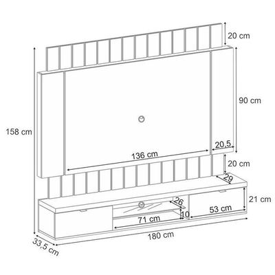 Home Suspenso Illusion 1.8 Cinamomo Off White E Kit Mesa De Centro Sky Cinamomo- Hb Móveis