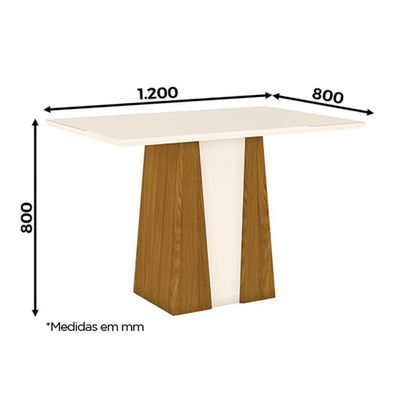 Mesa De Jantar Elisa 120 Cm Tampo Reto Nature Off White – Henn