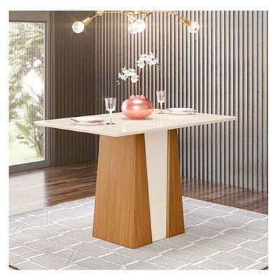 Mesa De Jantar Elisa 120 Cm Tampo Reto Nature Off White – Henn