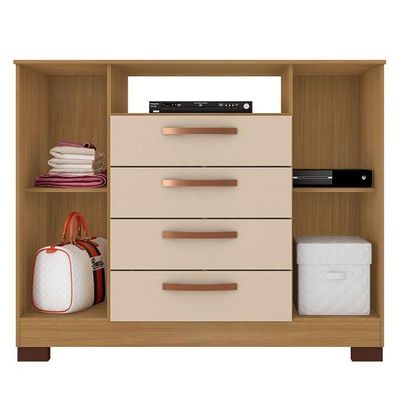 Cômoda Ambiente Mirassol 4 Gavetas 2 Portas Carvalho Americano Off White - Incorplac
