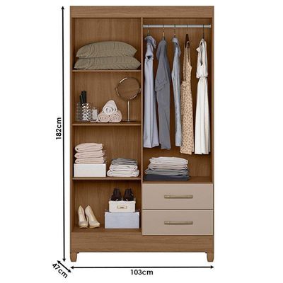 Guarda Roupa Solteiro Chile E Cômoda Dhara Carvalho Fendi – Moval