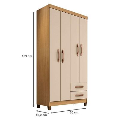 Guarda Roupa Solteiro Ambiente Modena 4 Portas Carvalho Americano Off White - Incorplac