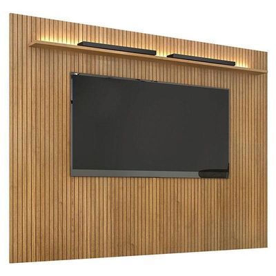 Painel Para Tv Suspenso Frisado Ambiente Curitiba 2240 Cinamomo Off White Com Led - Valdemóveis