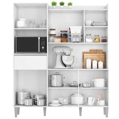 Armário Para Cozinha Kit Isabel Branco Brilho - Ajl