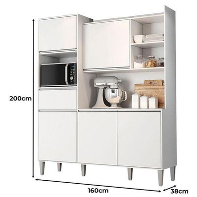 Armário Para Cozinha Kit Isabel Branco Brilho - Ajl