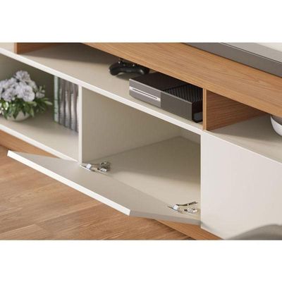 Estante Home Theater Ambiente Humaita Off White Matte Freijó - Colibri