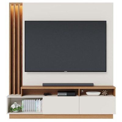 Estante Home Theater Ambiente Humaita Off White Matte Freijó - Colibri