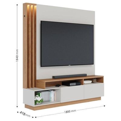 Estante Home Theater Ambiente Humaita Off White Matte Freijó - Colibri