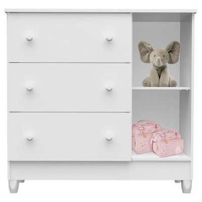 Quarto De Bebê Mariah 3p Com Berço Mirelle Branco Brilho - Carolina