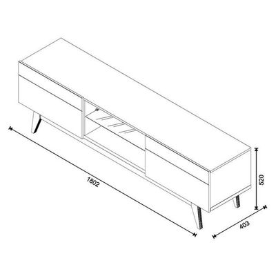 Rack Bancada Classic 2 Gavetas Com Painel Para Tv Suspenso Ripado Loft 1.8 Off White Nature - Imcal