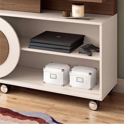 Estante Home Theater órbis Castanho Off White - Hb Móveis
