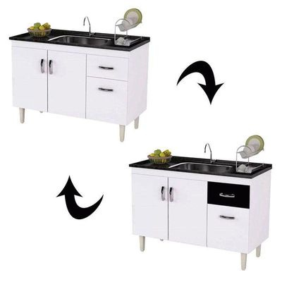 Balcão De Pia Gabriela 120 Cm Branco Flex - Ajl