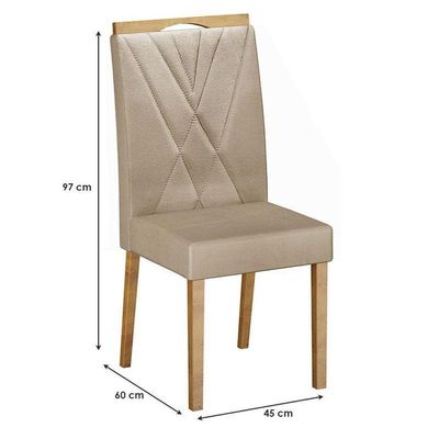 Mesa De Jantar Ambiente Júlia 160x80cm Cinamomo Off White Com 6 Cadeiras Lara Veludo Bege - Valdemóveis