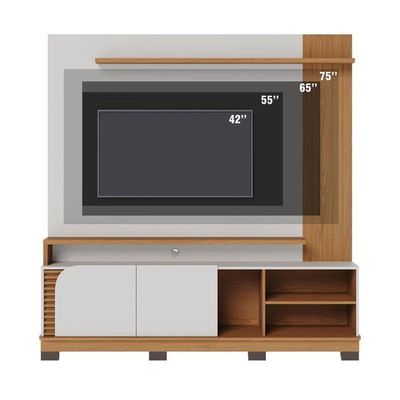 Estante Home Theater Jurerê 1.8 Off White Matte Freijó – Colibri