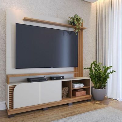 Estante Home Theater Jurerê 1.8 Off White Matte Freijó – Colibri