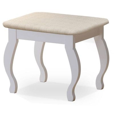 Banqueta Com Almofada Para Penteadeira Branco ? Luapa
