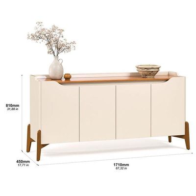 Aparador Para Sala Buffet Studio 1.6 Off White Nature - Imcal