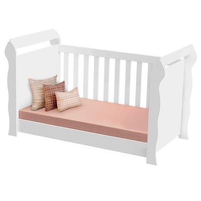 Berço Americano Lara E Cômoda Infantil Ane Branco Brilho Com Colchão Gazin – Phoenix Baby