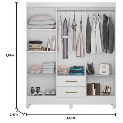 Guarda Roupa Casal Ambiente Panamá 6 Portas Branco Brilho - Moval