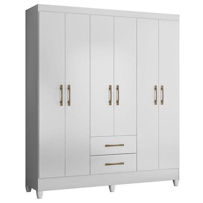 Guarda Roupa Casal Ambiente Panamá 6 Portas Branco Brilho - Moval