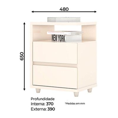 Kit 2 Mesas De Cabeceira Lacy Off White ? Henn