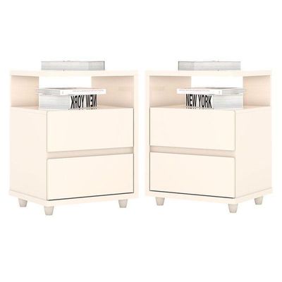 Kit 2 Mesas De Cabeceira Lacy Off White ? Henn