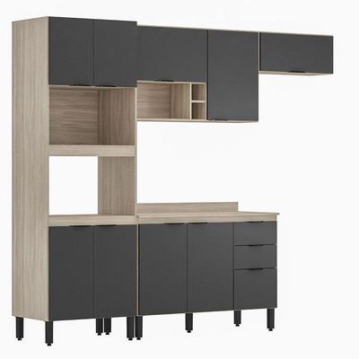 Cozinha Modulada Firenze Fi0003 Avena Grafito - Demóbile
