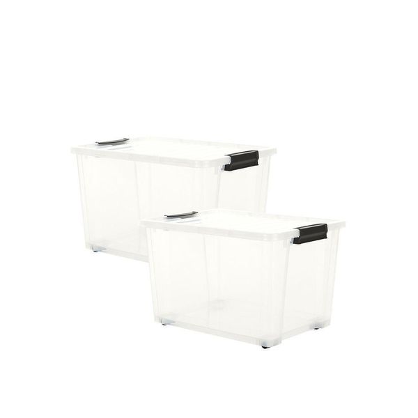 Kit 2 Organizadores Life Box 40 Lt - Trânslúcida Branca