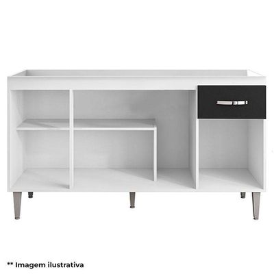Balcão De Cozinha Gabriela Com Tampo 150cm Amêndoa Branco - Ajl