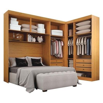 Quarto De Casal Modulado 9 Portas Orion Cinamomo – Leifer Móveis