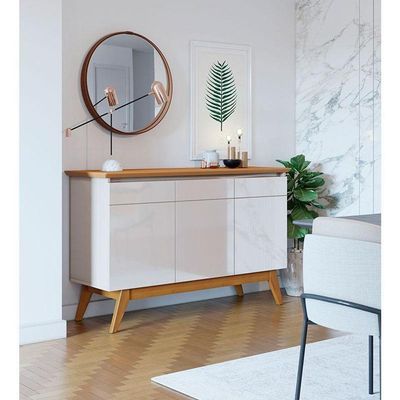 Aparador Para Sala Buffet Ambiente Classic 3 Portas Off White Nature - Imcal