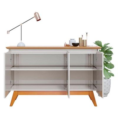 Aparador Para Sala Buffet Ambiente Classic 3 Portas Off White Nature - Imcal
